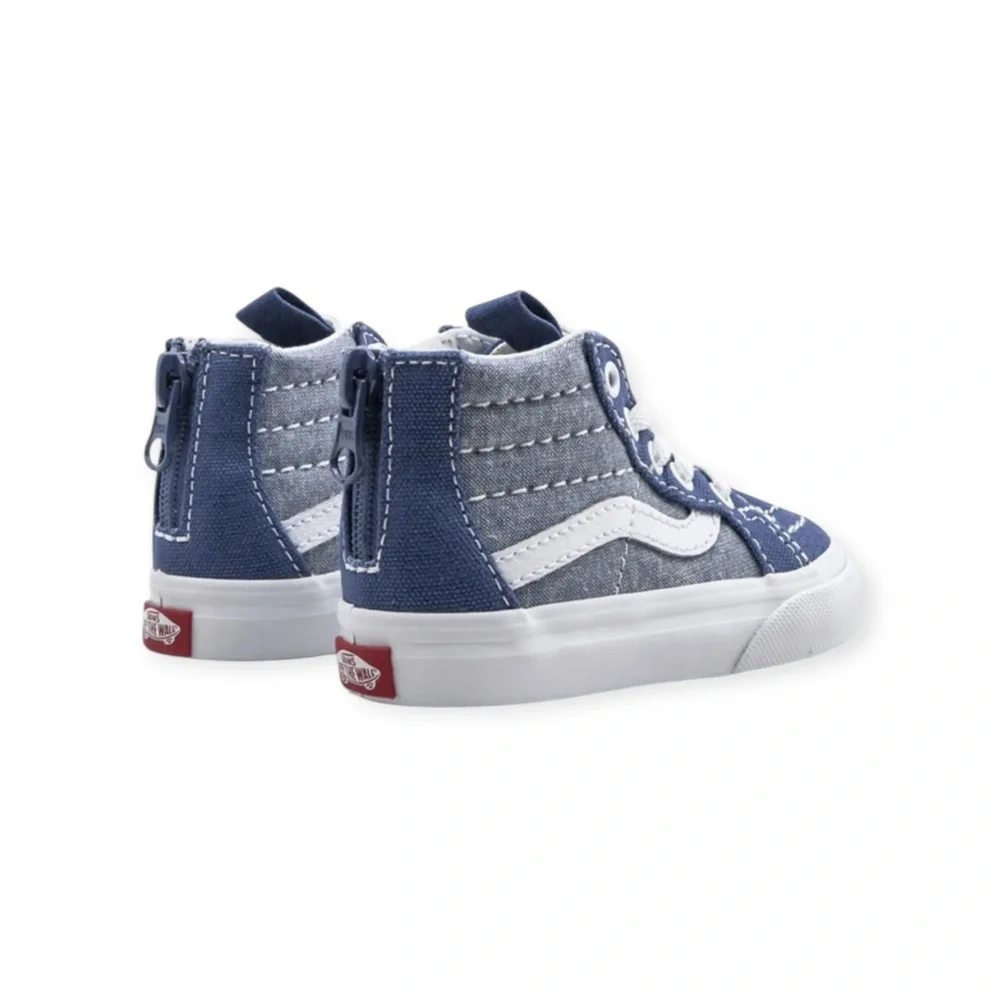 Vans ✌︎︎ Sk8-Hi Zip Baby Walker Skate Shoes Sneakers ✌︎︎Denim Chambray ✌︎︎ 5